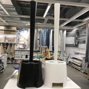 宜家正品IKEA伯蒙清洁塑料长柄刷马桶刷软毛刷厕所刷子带底座去污