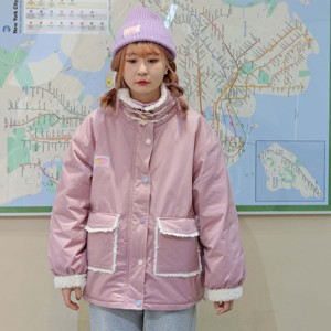 桃子派对|雪人系列粉色飞行棉袄保暖棉服外套立领短款少女可爱冬