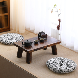 日式烧桐木飘窗桌子小茶几简约榻榻米矮桌子圆地桌炕几实木小方桌