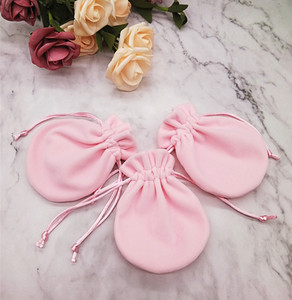 嫩粉色长毛绒葫芦袋首饰绒布袋情人节礼品包装袋束口袋可订制LOGO