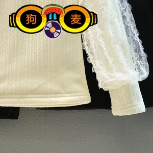 香港韩国代购女童加绒加厚打底衫泡泡袖长袖t恤纱袖百搭上衣
