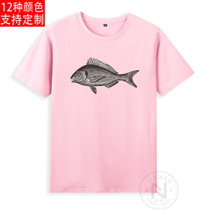 海洋深海sea鱼类fish鲷鱼加吉鱼daurade短袖T恤成人衣服有儿童装