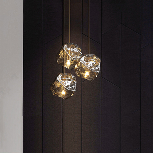 现代轻奢餐厅吊灯三头吧台创意冰块简约艺术玻璃熔岩个性装饰灯具
