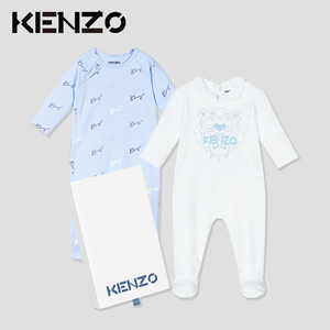 现货 KENZO童装新款 经典虎头满印字母LOGO纯棉爬服两件套礼盒装