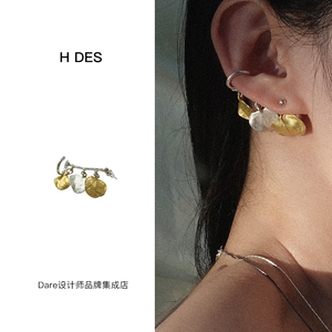 DARE买手店 HDES黄铜多片叶子耳夹小众原创设计饰品首饰百搭气质