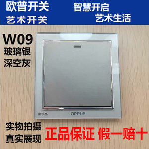 欧普照明86型暗装W09玻璃银色深空灰系列高端艺术开关插座面板USB