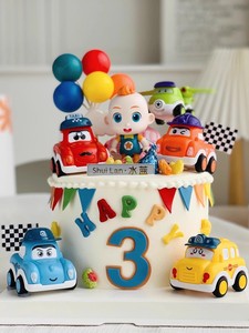 儿童男孩蛋糕装饰摆件飞机小汽车回力车超级宝贝宝宝生日装扮插件