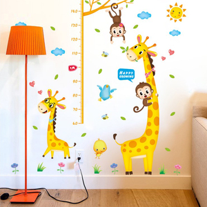 卡通儿童测量仪宝宝身高贴纸可移除记录量身高尺墙贴装饰墙纸自粘