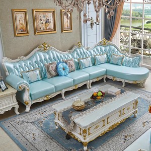 奢华欧式真皮沙发头层牛皮组合大小户型客厅简欧带贵妃白色皮沙发