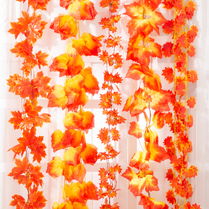 仿真枫叶装饰藤条红枫叶假花吊顶花藤塑料树叶子藤蔓缠绕管道遮挡
