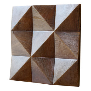 三角方块船木黑胡桃木色木头实木马赛克展厅电视背景墙客厅木装饰