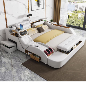 榻榻米床按摩 真皮床现代简约主卧双人床1.8米多功能婚床储物软床