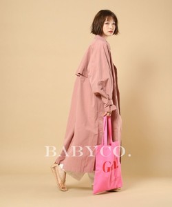 日本贵牌小众设计感法式复古娃娃方领宽松A字中长款粉色风衣外套