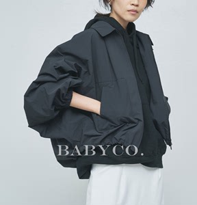 日本贵牌小众设计感法式复古短款宽松廓形蝙蝠袖抽绳夹克风衣外套