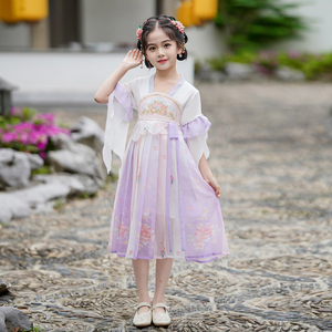 女童汉服连衣裙儿童装女孩公主裙夏季2024新款古装短袖超仙女裙子