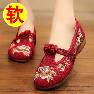 老北京布鞋绣花鞋女2024新款正品花布鞋女式中式红色女鞋中国风鞋