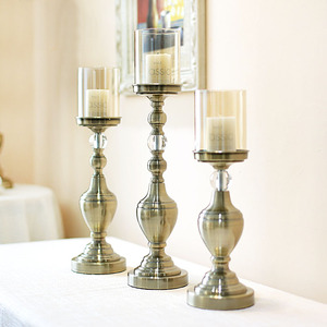 欧式家用复古餐桌烛光晚餐灯道具新房浪漫烛台摆件轻奢美式蜡烛台