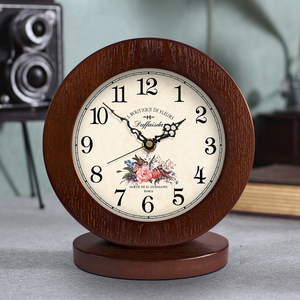 客厅美式简约木制钟表座钟静音现代卧室台钟复古欧式创意坐钟摆钟