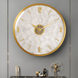 轻奢黄铜挂钟现代简约静音时钟居家客厅石英钟创意圆形装饰表壁钟