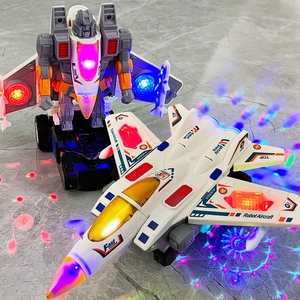 万向变形飞机金刚机器人儿童电动玩具车灯光音乐2声光3-6岁小汽车
