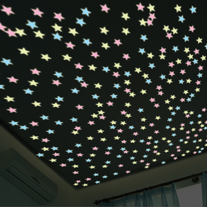 室内房间天花板屋顶房顶夜光月亮满天星星墙贴纸冰箱发光遮丑装饰