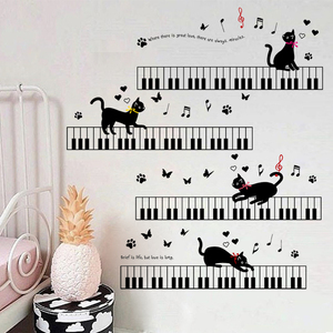 教室背景墙面贴画钢琴键音乐音符布置墙贴纸卧室沙发后海报装饰画