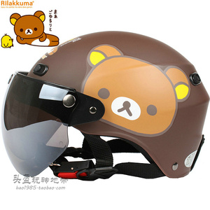 台湾华泰拉拉熊磨砂咖啡哈雷电动摩托车头盔男女防晒紫外线夏四季
