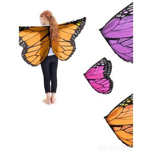 儿童新款翅膀奇妙花仙子表演出道具舞蹈大人丝绸蝴蝶披风彩色披肩