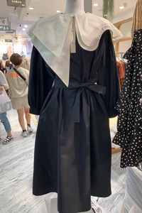 韩国东大门2024春季新款连衣裙女大翻领时髦系带收腰长款风衣外套