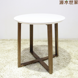 简约日式北欧风格水曲柳实木白色烤漆小茶几小边桌小圆桌边几茶桌