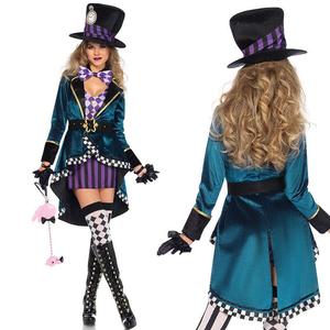 万圣节魔术师服装 成人女爱丽丝疯狂的帽子扮演cosplay舞台演出服