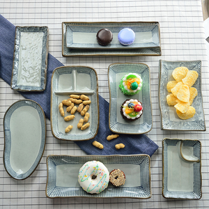 三分烧创意陶长盘子餐盘陶瓷碟子烤盘日式平盘浅盘家用餐具寿司盘