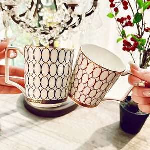 WEDGWOOD金粉年华系列马克杯咖啡杯欧式骨瓷水杯情侣对杯心形礼盒