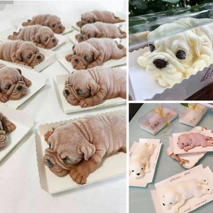 3D立体沙皮狗慕斯模具脏脏狗冰淇淋巧克力烘焙滴胶小奶狗蛋糕