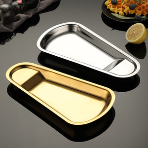 金色不锈钢搁盘自助餐夹食品夹架面包夹扇形盘子勺托餐具架碟托盘