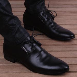 男鞋2023新款商务正装真皮加绒内增高黑色皮鞋男士冬季透气休闲鞋