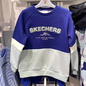 Skechers斯凯奇新款男童时尚休闲潮流风加绒针织套头卫衣L423B053