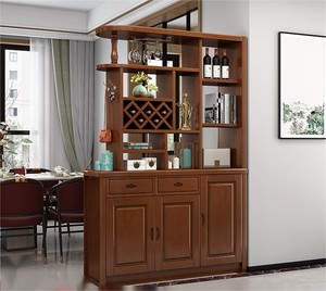 客厅隔断玄关柜中式实木酒柜鞋柜一体入户双面屏风间厅柜现代简约