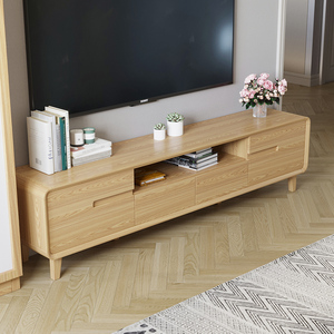 原木色茶几电视柜组合客厅家用小户型新中式简约现代实木框影视柜