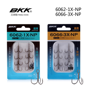 BKK黑金刚6062-1X-NP 6066-3X路亚加强三本钩 羽毛钩假饵铁板配钩