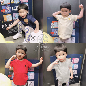 韩国采购LINE FRIENDS x 维尼熊布朗熊儿童短袖T恤两件一套男女童