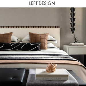 左向现代主卧室轻奢简约咖色样板房床上用品高端盖毯多套件组合