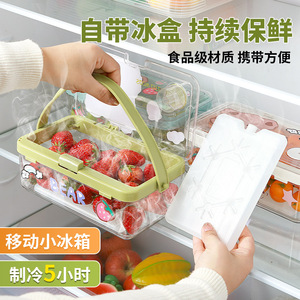 手提保鲜盒户外学生春游大容量便携便当盒冰箱食物野餐水果密封盒