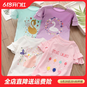 女童短袖t恤夏季洋气2024新款童装儿童宝宝夏装圆领上衣tx-b560