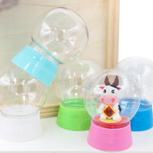 水晶球瓶LED球形储物罐圆型塑料瓶水晶灯罩diy手办玩偶防尘罐