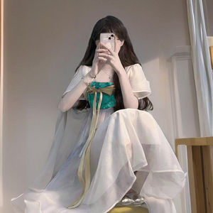新中式轻国风改良版汉服连衣裙女夏季高级感气质仙女长裙子小个子