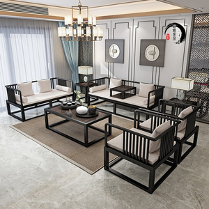 新中式铁艺沙发不锈钢茶几现代简约轻奢侘寂风会客厅办公室接待