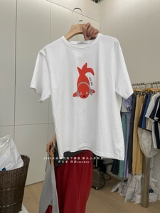 DOHWAJI 24ss 韩国代购 手绘印花小鱼宽松短袖T恤