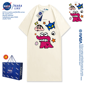 NASA联名小众连衣裙独特孕妇装遮臀下衣失踪纯棉字母长款T恤裙子