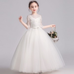 女童2024新款春季白色生日公主演出礼服唱歌表演服装舞台装合唱服